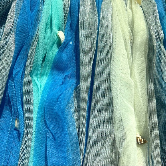 Billie Blush Seashell Skirt Tulle multi-color Blue elastic band waist kids sz 6. - Picture 3 of 10